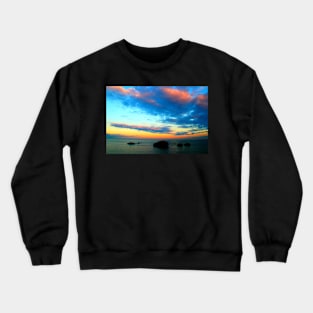 Dramatic sky over the sea with rocks Crewneck Sweatshirt